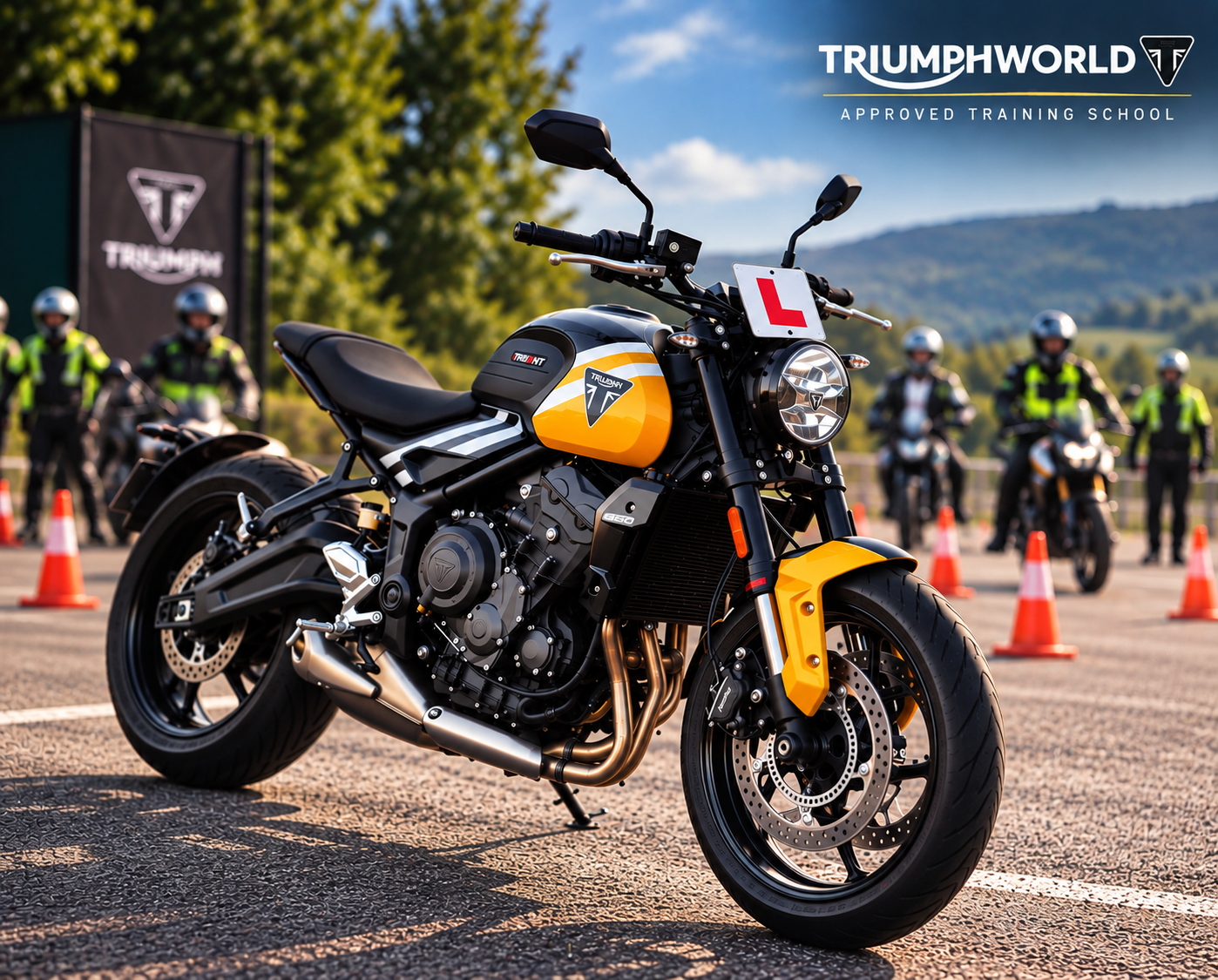 Students receiving training from Derbyshire Motorbike School